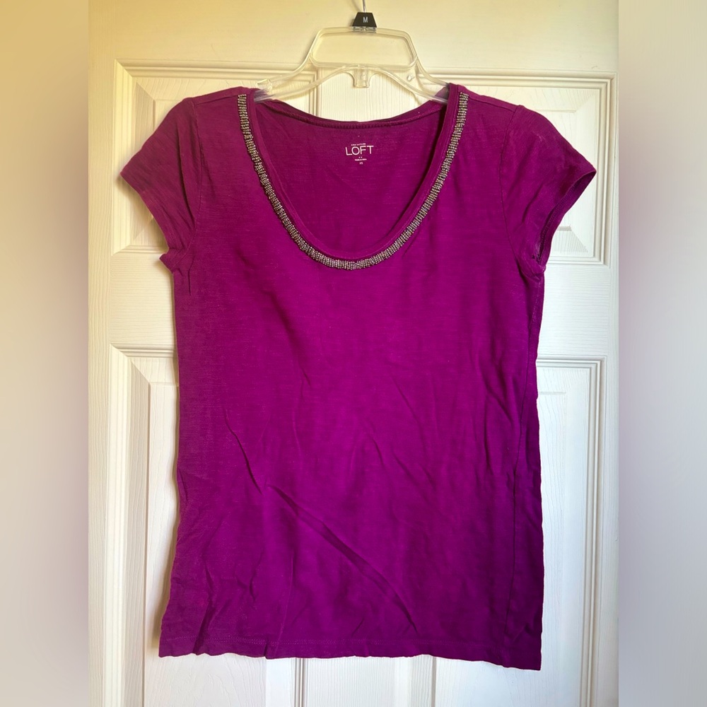 Purple top with beaded neckline